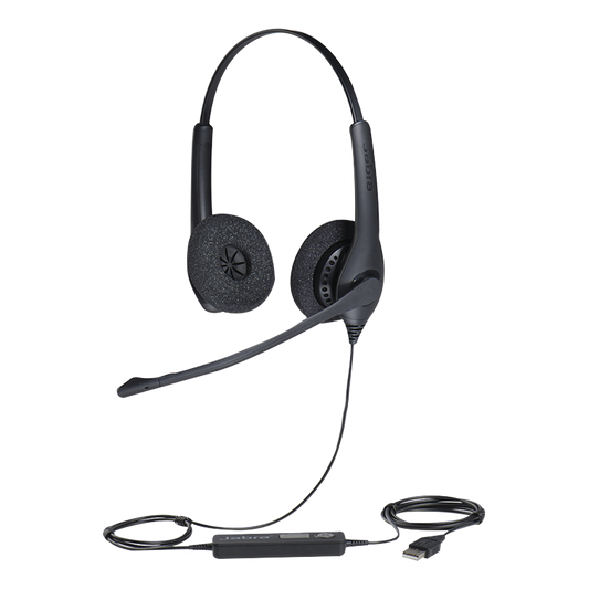 Jabra Biz 1500 Duo, auricular profesional con cancelaciÃ³n de ruido, ideal para contact center con conexiÃ³n USB (1559-0159)