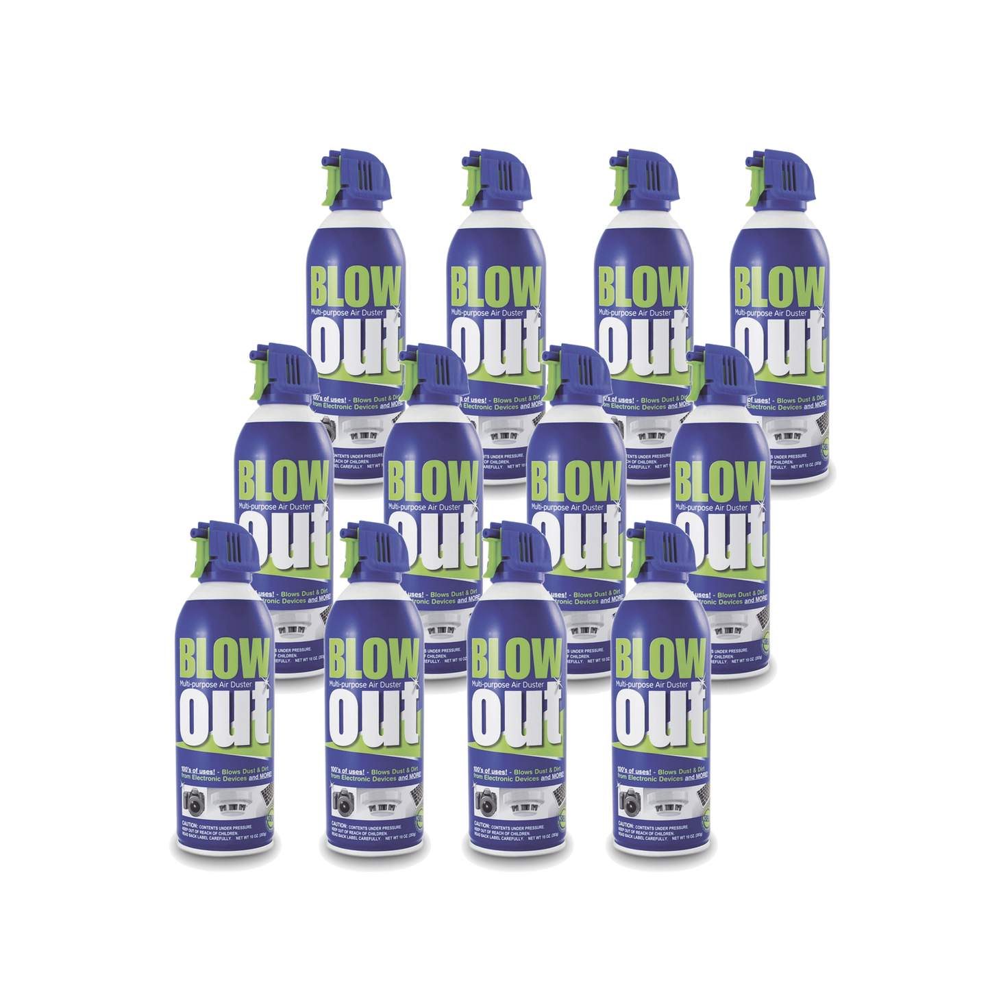 Paquete de 12 latas de removedor de polvo multipropÃ³sito en aerosol, ideal para limpieza de dispositivos electrÃ³nicos