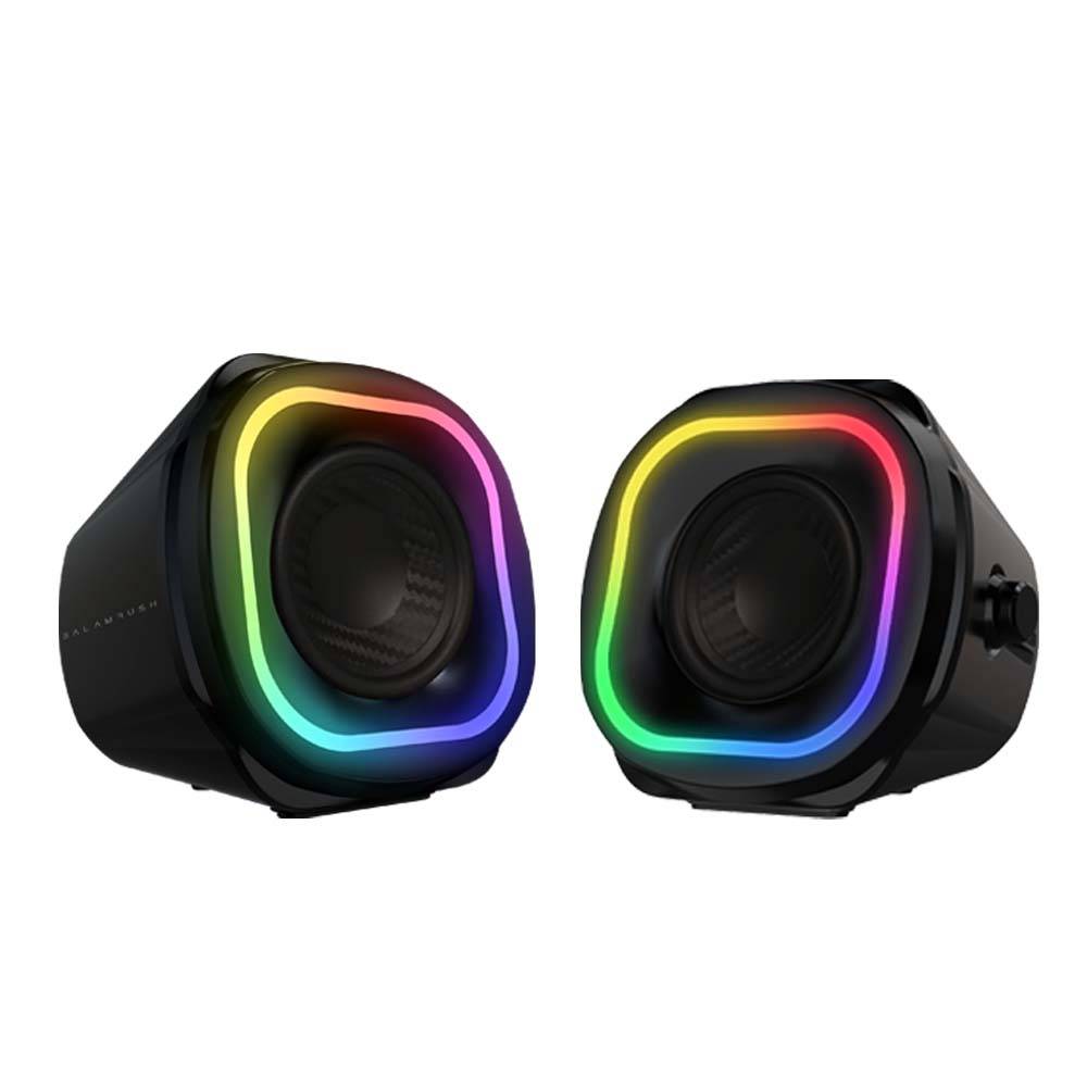 Bocinas 2.0 Gamer Glimm Quad BG555 Balam Rush Conexión Bluetooth/Auxiliar, Controlador Touch, iluminación LED 3 modos, 10w RMS. Sonido estéreo, Alimentació