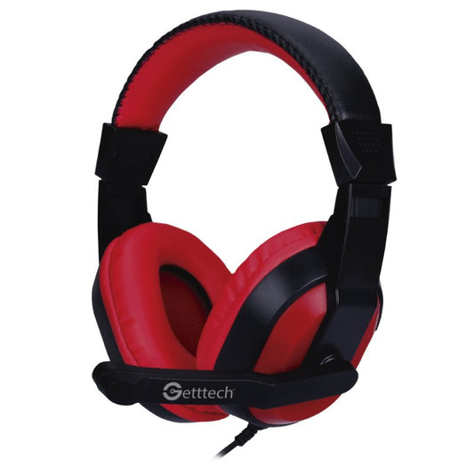 Audífonos GETTTECH GH-2100, Rojo/negro, Alámbrico, 1.5 m