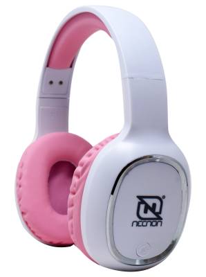 AUDIFONOS OVER-EAR BLUETOOTH NBH-04 PRO ALTA POTENCIA RADIO FM MICRO SD 3.5MML MANOS LIBRES BLANCO/ROSA