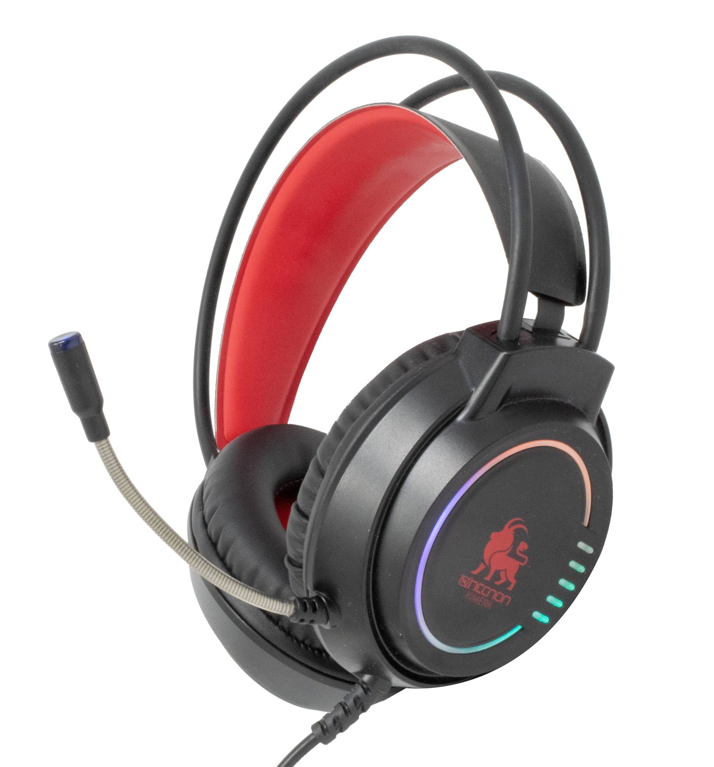 AUDIFONOS HEADSET GAMING OVER-EAR NBHG KIMERA RGB ALAMBRICO 3.5MM USB PC CONSOLAS CELULAR MICROFONO FLEXIBLE INC ADAPTADOR ROJO