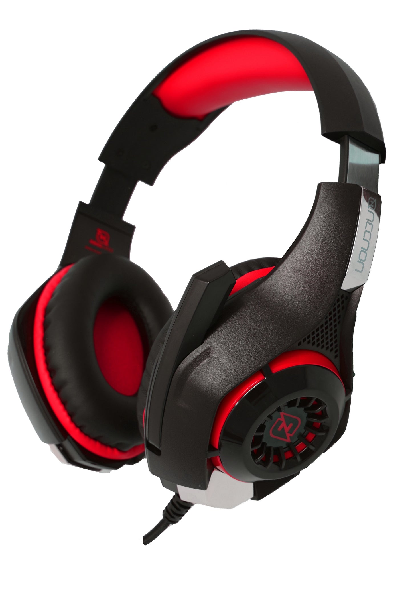HEADSET GAMING OVER-EAR NBHG VIPER LED ALAMBRICO  DIADEMA FLEXIBLE MICROFONO 3.5MM USB PC CONSOLAS CELULAR INC ADAPTADOR MEGABASS ROJO