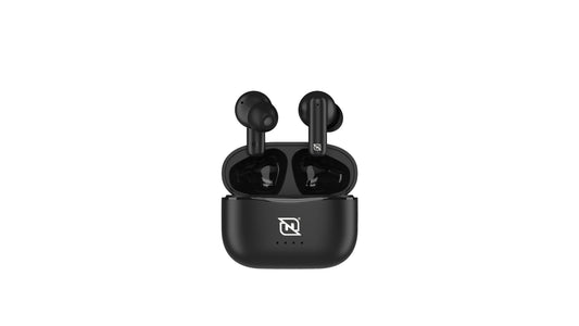 AUDIFONOS IN-EAR NTWS-103 BLUETOOTH 5.3 TWS SUPER BASS MANOS LIBRES HASTA 5 HRS DE DURACIÓN, 4 INDICADORES DE CARGA EN DOCK, NEGRO