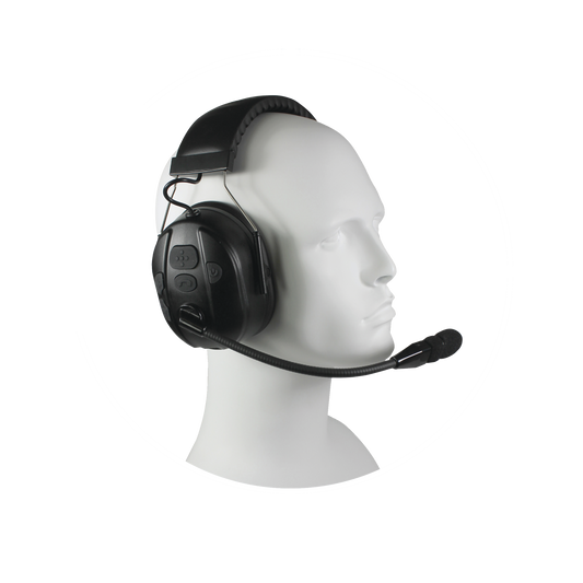 AudÃ­fonos inalÃ¡mbricos Bluetooth con diadema rÃ­gida por arriba de la cabeza compatible con adaptadores PRYME BLU, radio y dispositivos bluetooth, con funciÃ³n de PTT y para contestar celulares.