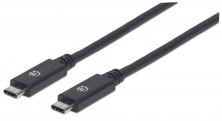 Cable USB Tipo C MANHATTAN USB-C macho a USB-C macho, USB C, USB C, Macho/Macho, 1 m, Negro
