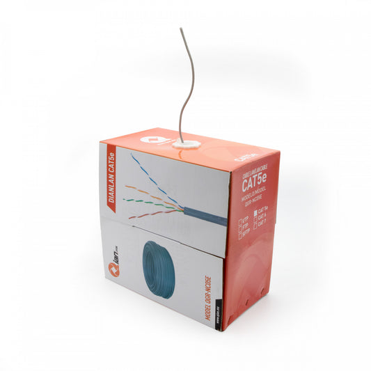 Bobina de Cable UTP QIAN QHR-CAT5E DIANLAN, CAT5E, AZUL, 24 AWG INTERIOR