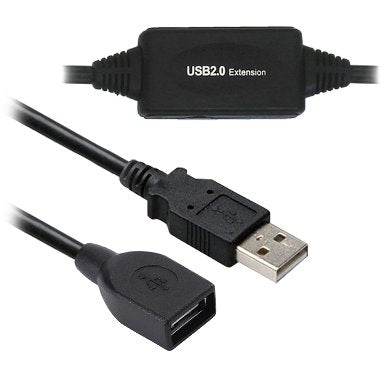 Cable USB V2.0  BROBOTIX 150156, USB Tipo A macho, USB Tipo A hembra, Macho/hembra, 20 m, Negro