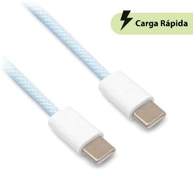 CABLE CARGA RÁPIDA, USB TIPO "C" A TIPO "C", TEJIDO, 1.0 M, AZUL (6001554), Brobotix