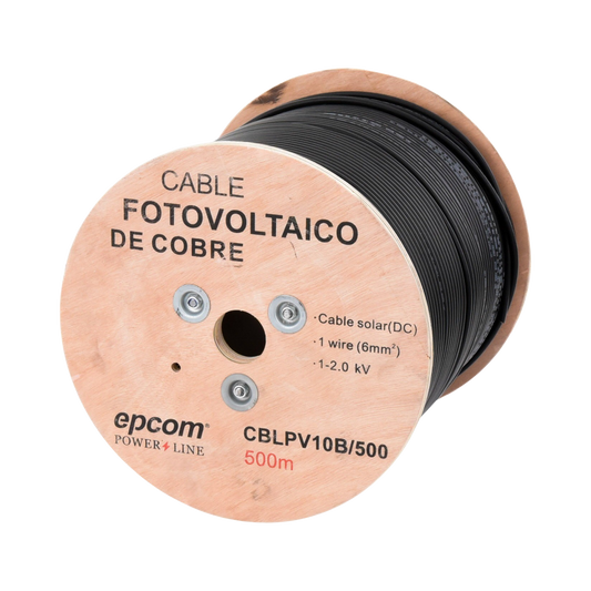 Carrete de 500 Metros / Cable Fotovoltaico Negro / 6mmÂ² (10AWG) / Material COBRE /  2000 Vcc