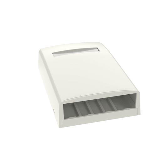 Caja de Montaje en Superficie, Para 4 MÃ³dulos Mini-Com, Color Blanco Mate