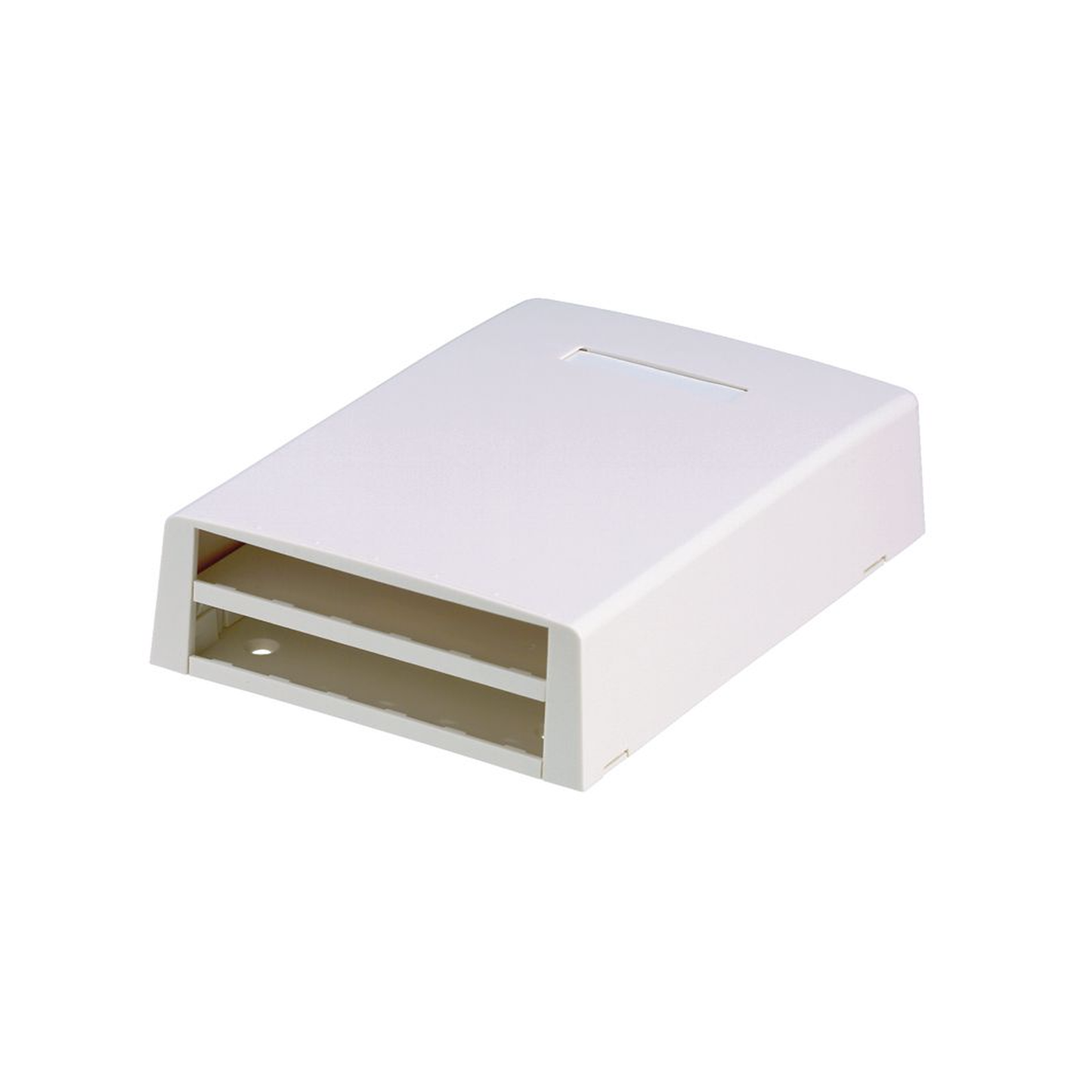 Caja de Montaje en Superficie, Con Accesorio para Resguardo de Fibra Ã“ptica, Para 12 MÃ³dulos Mini-Com, Color Blanco