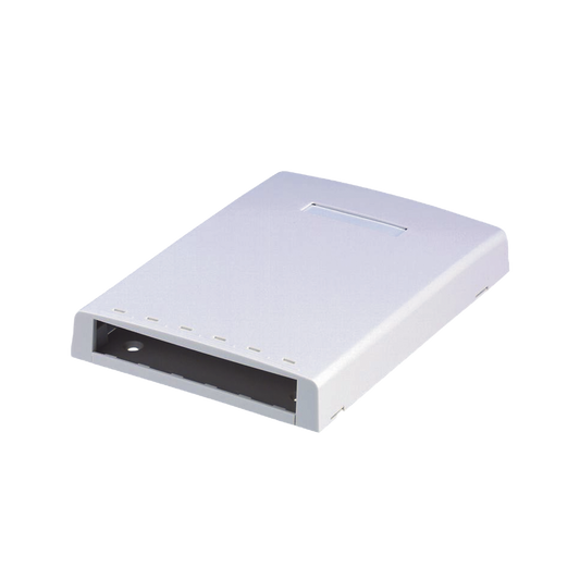 Caja de Montaje en Superficie, Con Accesorio para Resguardo de Fibra Ã“ptica, Para 6 MÃ³dulos Mini-Com, Color Blanco