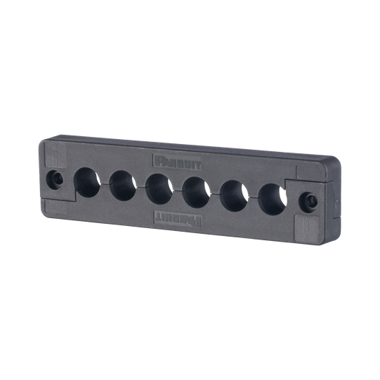 Pasacables de 6 Orificios en Línea 4.41" X 0.67" IP65, para Cables Terminados, Color Negro