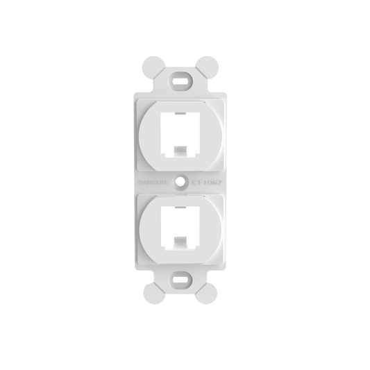 Marco de MÃ³dulo DÃºplex, Para Placas Frontales EstÃ¡ndar NEMA 106, Acepta 2 MÃ³dulos Mini-Com, Color Blanco