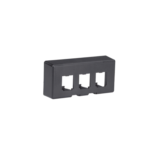 Placa de Mobiliario Modular EstÃ¡ndar, Salidas Para 3 Puertos Mini-Com, Color Negro