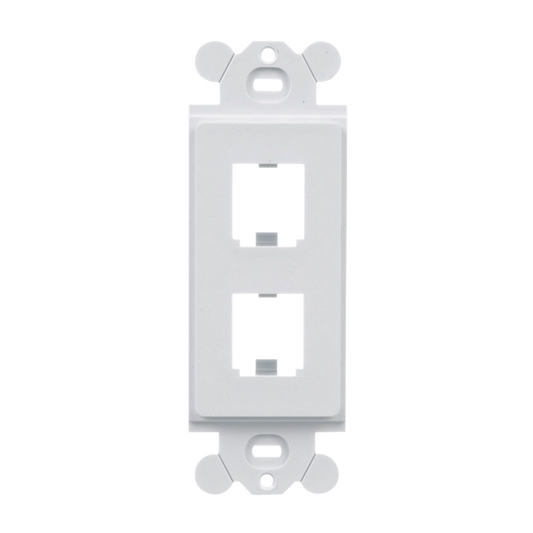 Marco de MÃ³dulo DÃºplex, Para Placas Frontales EstÃ¡ndar GFCI, Acepta 2 MÃ³dulos Mini-Com, Color Blanco