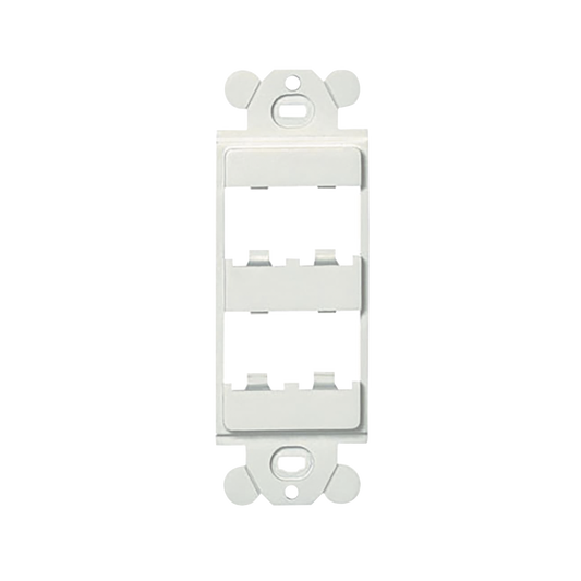 Marco de MÃ³dulo DÃºplex, Para Placas Frontales EstÃ¡ndar GFCI, Acepta 4 MÃ³dulos Mini-Com, Color Blanco