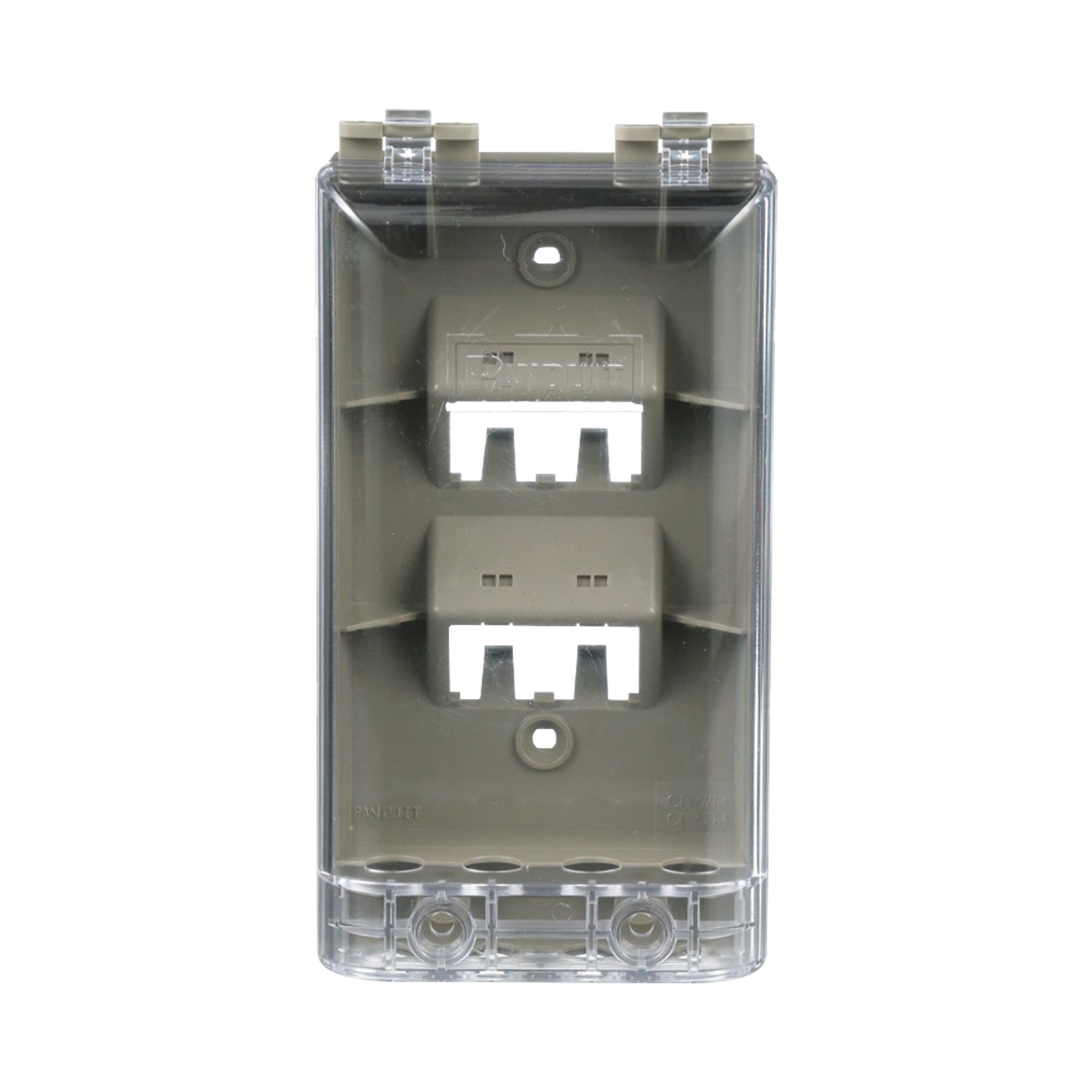 Placa de Pared Vertical, Resistente al Agua con ProtecciÃ³n IP56, Acepta 4 MÃ³dulos Mini-Com, Color Gris