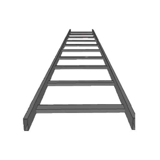 Escalera tubular, tramo recto epoxica de 1.5" de Peralte x 12" de Ancho, tramo de 3 m, ideal para Centros de Datos