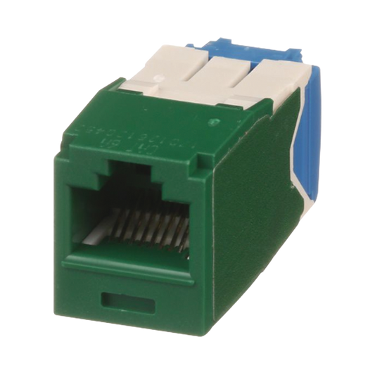 Conector Jack RJ45 Estilo TG, Mini-Com, CategorÃ­a 6A, de 8 posiciones y 8 cables, Color Verde