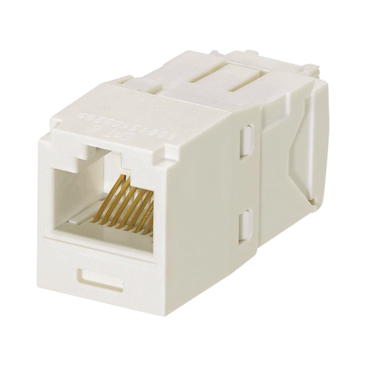 Conector Jack RJ45 Estilo TG, Mini-Com, CategorÃ­a 6A, de 8 posiciones y 8 cables, Color Blanco Mate