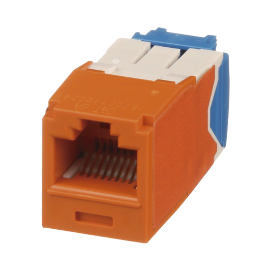 Conector Jack RJ45 Estilo TG, Mini-Com, CategorÃ­a 6A, de 8 posiciones y 8 cables, Color Naranja