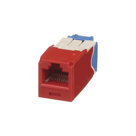 Conector Jack RJ45 Estilo TG, Mini-Com, CategorÃ­a 6A, de 8 posiciones y 8 cables, Color Rojo