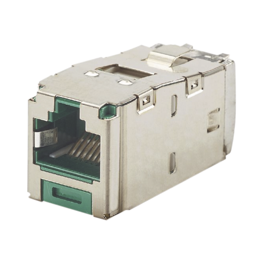 Conector Jack RJ45 Blindado, Estilo TG, Mini-Com, CategorÃ­a 6A, de 8 posiciones y 8 cables, Color Verde
