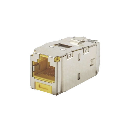 Conector Jack RJ45 Blindado, Estilo TG, Mini-Com, CategorÃ­a 6A, de 8 posiciones y 8 cables, Color Amarillo