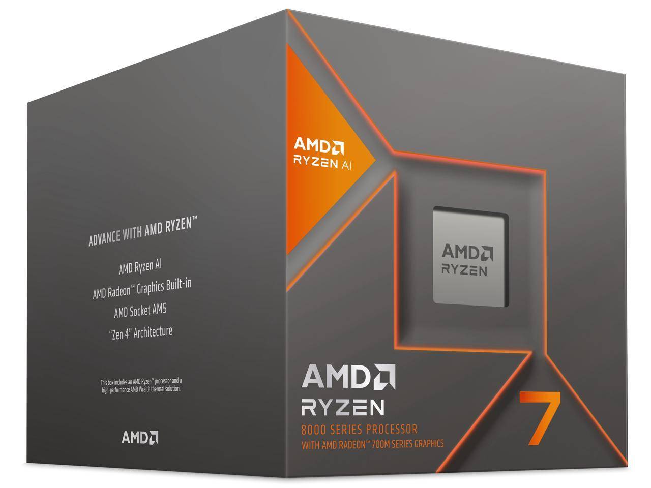 AMD RYZEN 7 8700G, 8 núcleos, Socket AM5, Con Ventilador, Con Gráficos Incluidos.