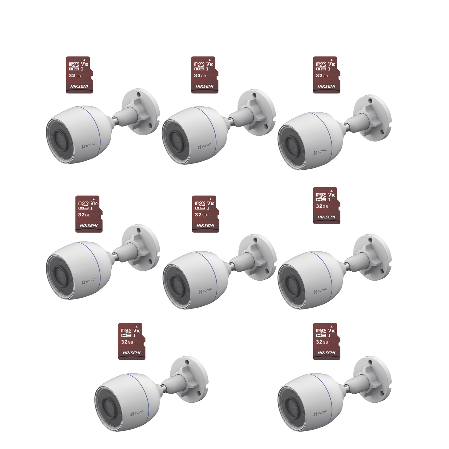 Kit de Camaras WiFi, Incluye 8 Piezas CS-H3C y 8 Piezas HS-TF-E1/32G /  DetecciÃ³n de Movimiento