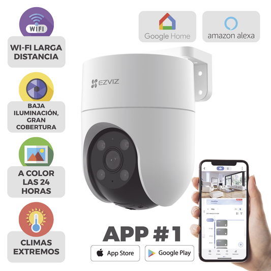 Camara PT WiFi / 2 Megapixel /  Cobertura 360Â° / DetecciÃ³n humana / Seguimiento Inteligente / Sirena / Luz Parpadeante / Colores en Oscuridad / Micro SD / Audio de Dos VÃ­as / Exterior Con ProtecciÃ³n
