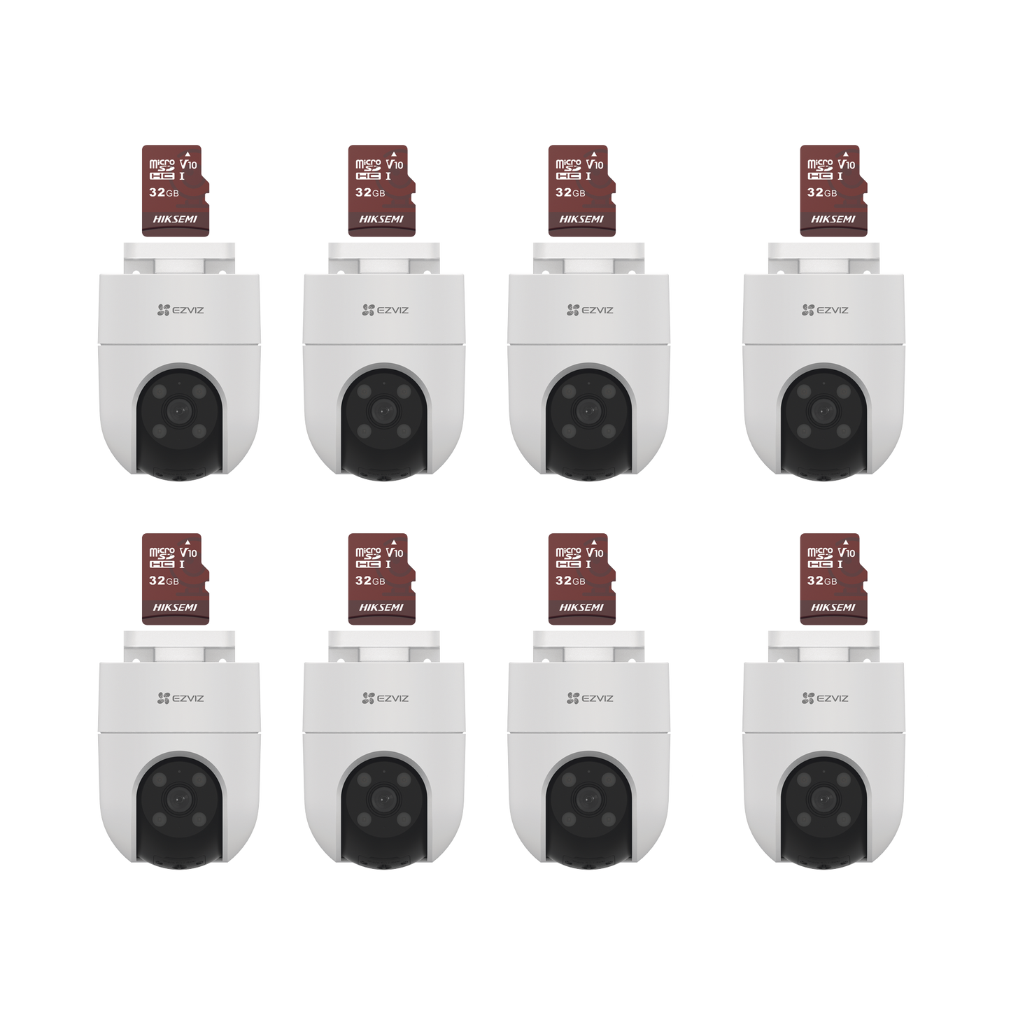 Kit de Camaras WiFi, Incluye 8 Piezas CS-H8C y 8 Piezas HS-TF-E1/32G / Audio de Dos VÃ­as / DetecciÃ³n de Movimiento /  Luz Blanca / Sirena  /  Uso en Exterior con ProtecciÃ³n
