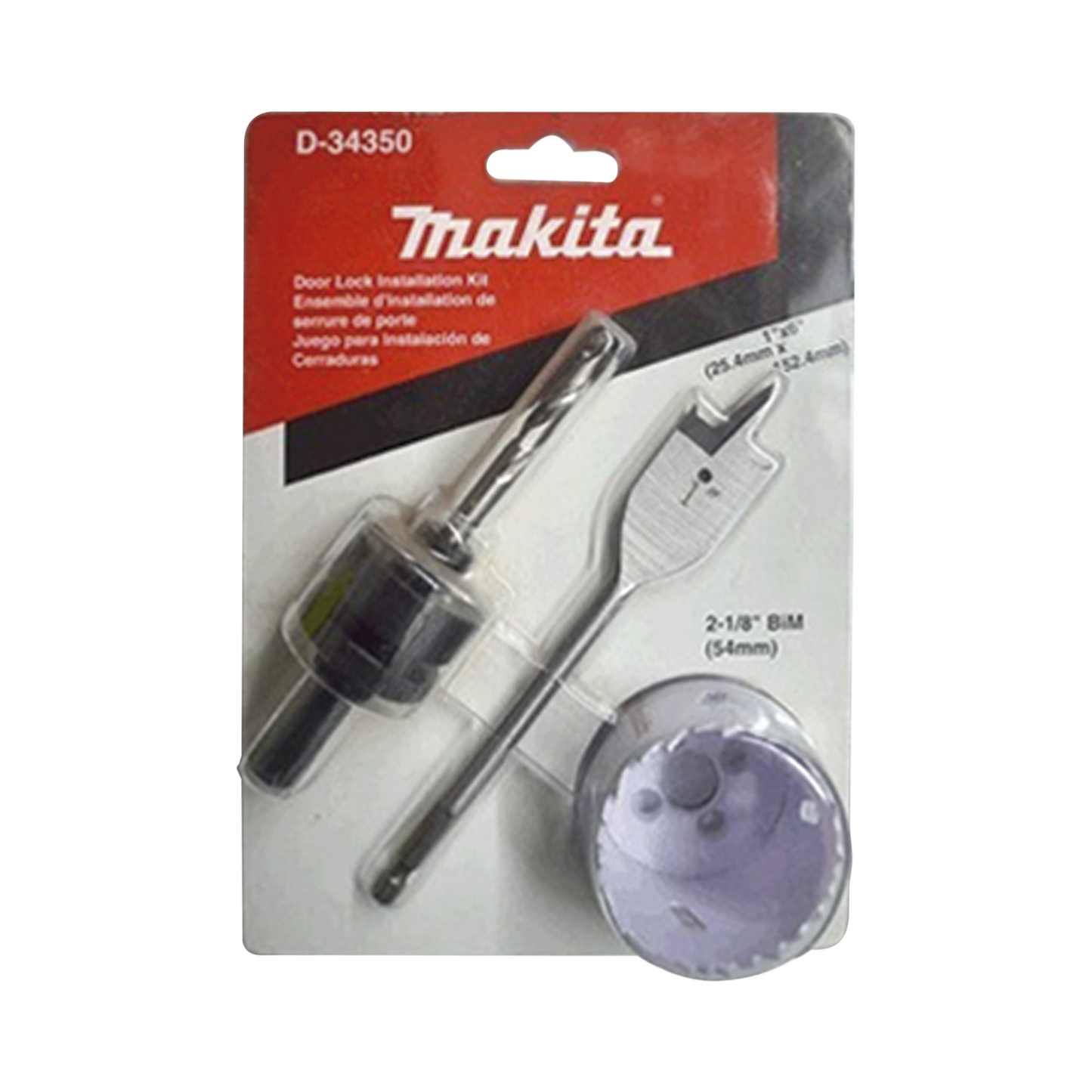 Juego para instalaciÃ³n de cerraduras con broca sierra  bi-metal y juego de brocas tipo manita (bim 2-1/8â€, adaptador con broca piloto plano (1x6â€).