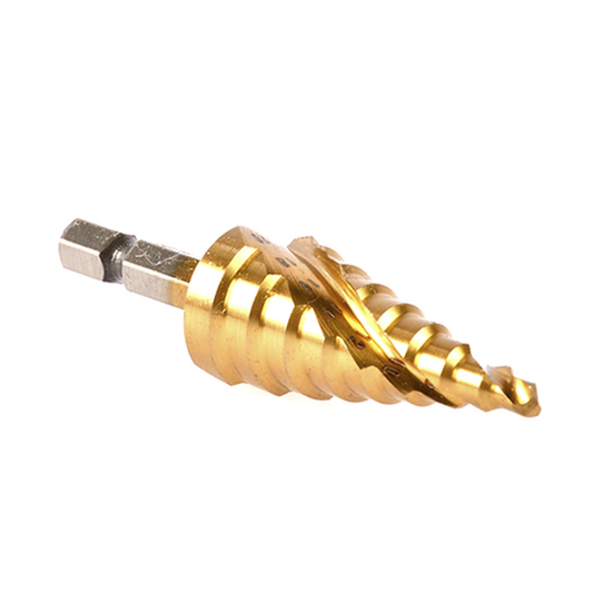 Broca escalonada espiral de 1/4" hss-tin 4-20 mm, blÃ­ster con una pieza.