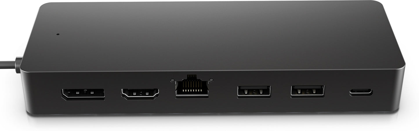 Hub multipuerto USB-C universal HP 50H55AA conexión de datos, video o red[4]. 1 HDMI 2.0, 1 DisplayPort™ 1.2, 2 puertos USB-A, 1 puerto USB-C®[1], 1 puerto