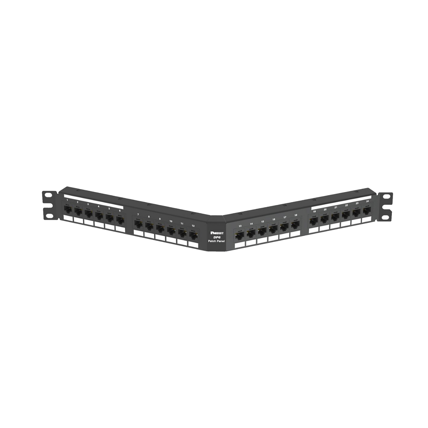 Panel de Parcheo de Impacto (110), Angulado, CategorÃ­a 6, de 24 Puertos, 1UR