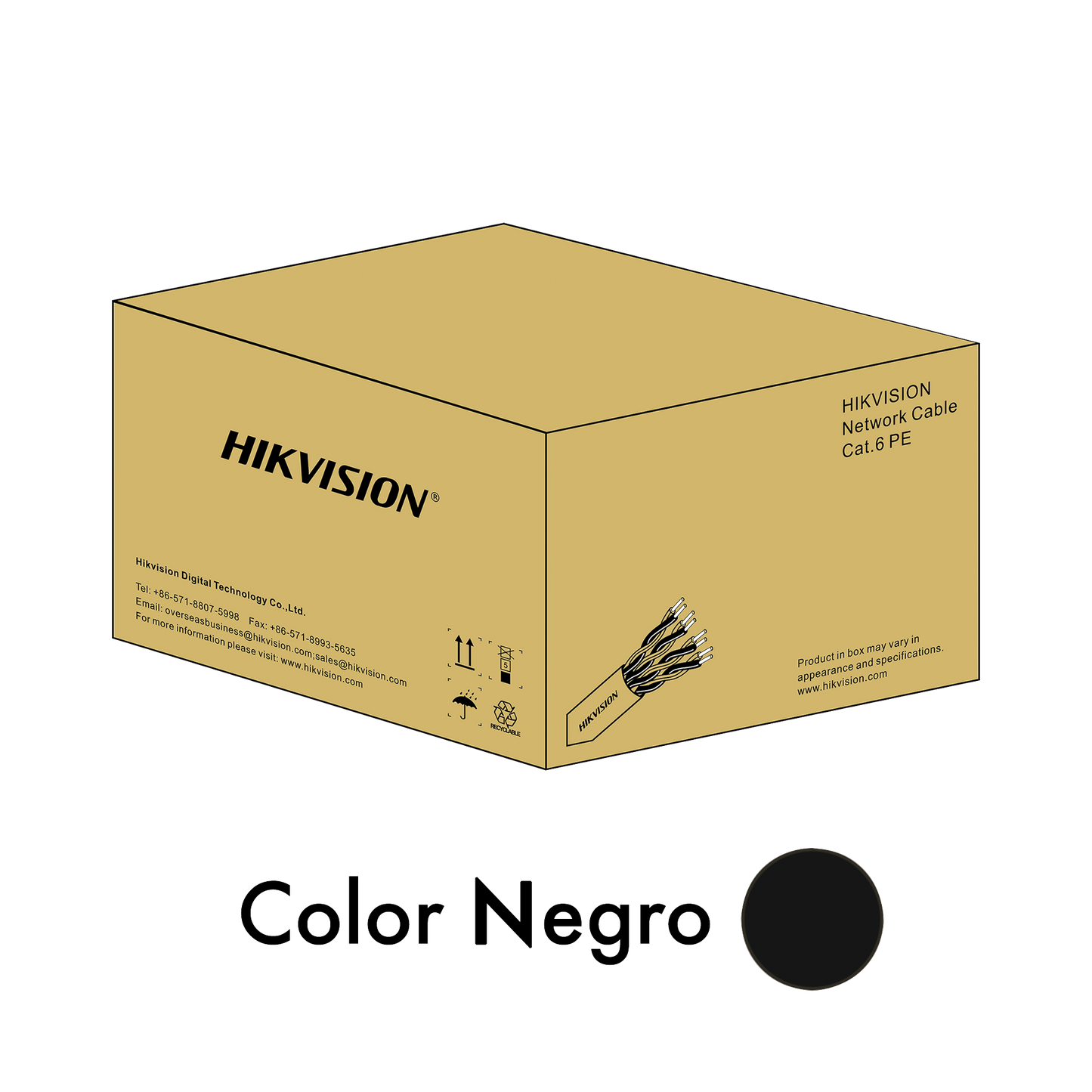 Bobina de Cable UTP 305 Mts / Cat 6 (23 AWG) / Color Negro / FTP / PE (Polietileno) / Uso en Exterior / 100% Cobre / Aplicaciones de CCTV y Redes de Datos / RoHS 2.0
