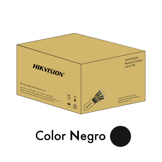 Bobina de Cable UTP 305 Mts / Cat 6 (23 AWG) / Color Negro / FTP / PE (Polietileno) / Uso en Exterior / 100% Cobre / Aplicaciones de CCTV y Redes de Datos / RoHS 2.0