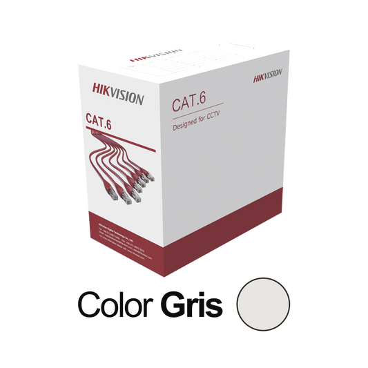 Bobina de cable UTP 305 mts / Cat6 (23 AWG) / Color Gris / PVC (CM) / Uso en Interior / 100% Cobre / Aplicaciones de CCT