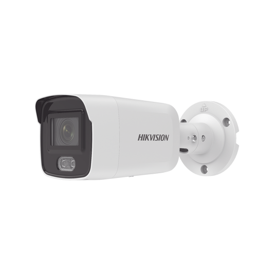 Bullet IP 4 Megapixel / Imagen a Color 24/7 / Lente 2.8 mm / Luz Blanca 40 mts / Micrófono Integrado / WDR 130 dB / Exte