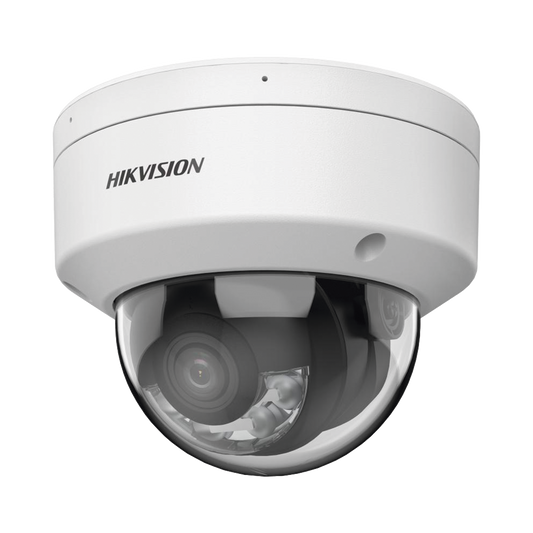 [Dual Light + ColorVu] Domo IP 4 Megapixel / Lente 2.8 mm / 30 mts IR + 30 mts Luz Blanca / Microfono Integrado / Audio y Alarmas I/O / Exterior IP67 / IK10 / WDR 130 dB / ACUSENSE / Captura Facial / ACUSEARCH / ColorVu 2.0