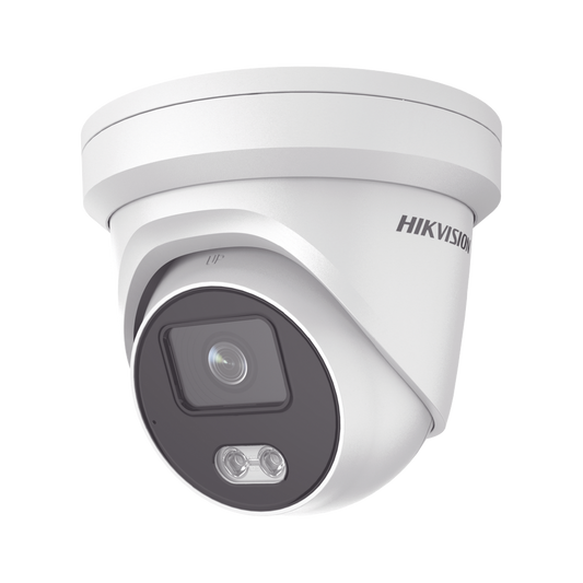 Turret IP 4 Megapixel / Imagen a Color 24/7 / Lente 4 mm / Luz Blanca 30 mts / WDR 130 dB / Exterior IP67 / Micrófono In