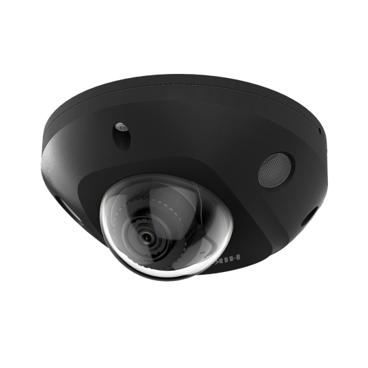 Mini Domo IP 4 Megapixel / Color Negro / Lente 2.8 mm / Micrófono Integrado / 30 mts IR EXIR / Exterior IP67 / IK08 / WD