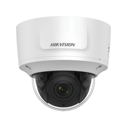 Domo IP 4 Megapixel / Lente Mot. 2.7 a 13.5 mm / 40 mts IR EXIR / Exterior IP66 / IK10 / WDR 120 dB / PoE / Audio y Alar