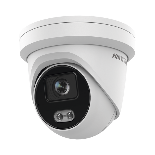 Turret IP 4 Megapixel / Imagen a color 24/7 / Lente 2.8 mm / Luz Blanca 40 mts / Exterior IP67 / Micrófono Integrado / W