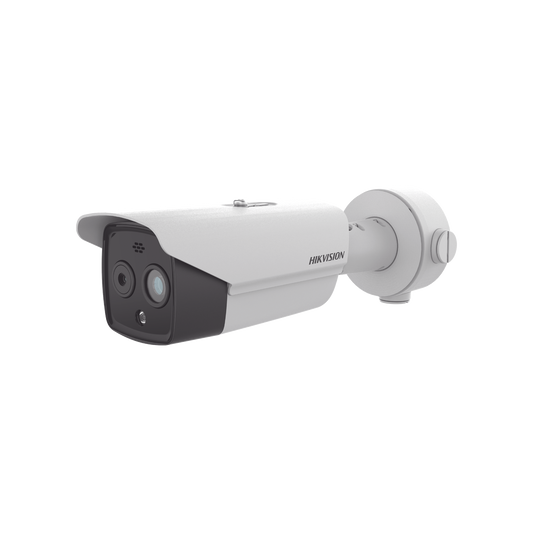 Bala IP Dual / Térmica 6.9 mm (256 x 192) / Óptico 6.4 mm (4 Megapixel) / 30 mts IR / Exterior IP67 / PoE / Termométrica