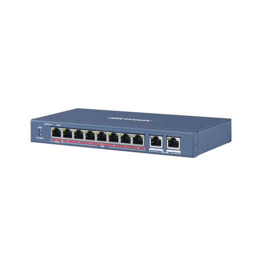 Switch PoE+ / No Administrable / 7 Puertos 100 Mbps PoE+ / 1 Puerto 100 Mbps PoE++ (60 W) / 2 Puertos 1000 Mbps Uplink /