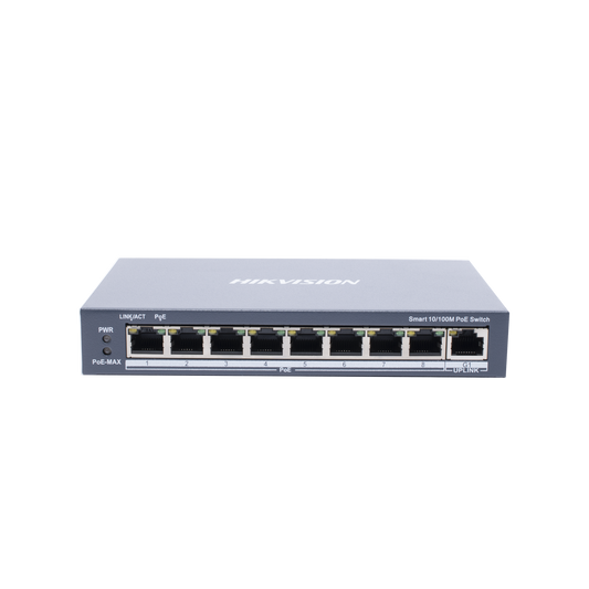 Switch Monitoreable PoE+ / 8 puertos 100 Mbps PoE+ / 1 puerto 1000 Mbps de Uplink / PoE hasta 300 Metros / Conexión Remo